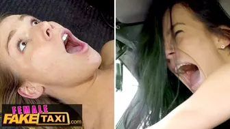 Fanie falso taxi - lesbiche rubare taxi e sperimentare selvaggio pussy-petting orgasmi