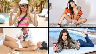 Kis ázsiai csajok forró válogatása Honey Gold, Ember Snow, Vina Sky és Lulu Chu szereplésével