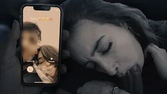Tini lány megcsalja a pasiját és leszopja a hatalmas faszt