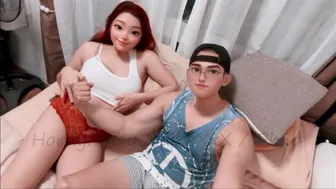 Asian girl with big tits seduced her best friend and fucked her in the apartment
